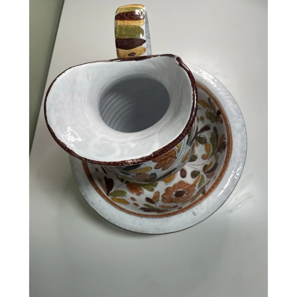Vintage Jay Willfred‎ Italy Ceramic Pitcher Vase Floral Decor